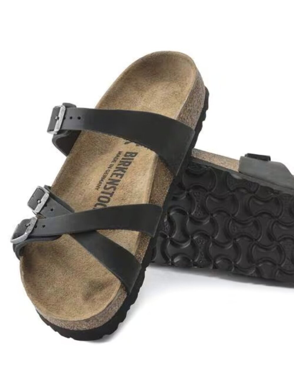 NWOB Birkenstock Franca Women's Oiled Leather Sandals Black Regular Fit